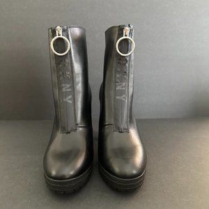 DKNY Black leather Boot Front zipper size 8.5